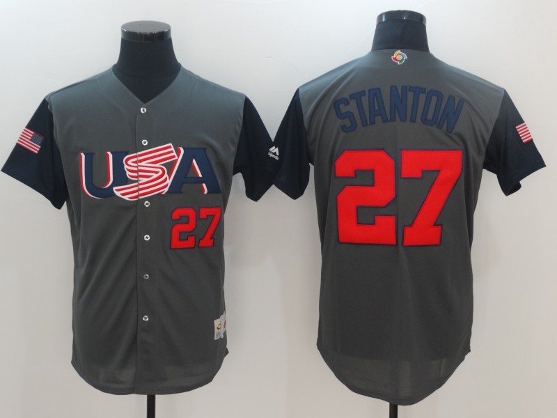 Men USA Baseball #27 Stanton Gray 2017 World Baseball Classic Authentic Jersey